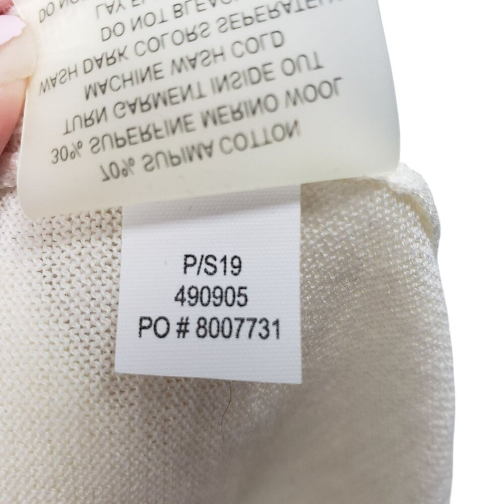 Title Nine Cardigan Supima Cotton Merino Wool Cream Open Front Waterfall S - Picture 6 of 13